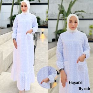 gamis putih haji umroh / gamis putih wanita gayatri/gamis embos hermosa  putih