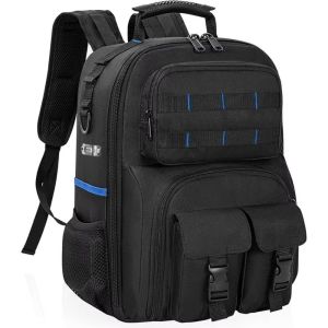 Tool Bag with Padded Back Support Heavy Duty Tool Kit Carrier Storage Bags for Electrician Plumber HVAC Cable Repair
