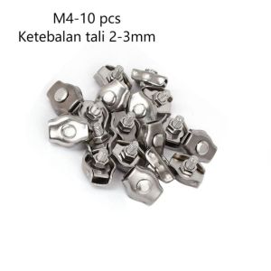 10pcs Crimp Skun Ferrule Stainless 2-3mm Klem Tali Kawat M4 Crimp Ferrule Sling Baja Kuku Macan Penjepit Jepitan