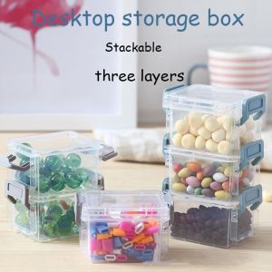3pcs Cute Mini Stackable Storage Box Dust Proof Cosmetic Storage with Cover Storage Box For Home