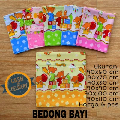 Bedong Bayi Motif ( 6 PCS ) / Kain Lembut / Tersedia 4 Ukuran = 70 X 90 sampai 90 X 120 / Real Picture / Good Quality