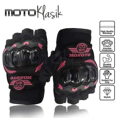 MOKOTO RIDING HALF GLOVES V2 ANTI SLIP WITH HARD KNUCKLE FOR MOTORCYCLE RIDING GEAR UNISEX