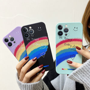 YBD Ốp Điện Thoại Cầu Vồng Cho Vivo Y95 Y91 Y93 Y91i 1816 1817 1820 1811 Vỏ Ốp Silicon Máy Ảnh Chính Xác Họa Tiết Tình Yêu Mặt Cười Dễ Thương Có Dây Đeo Miễn Phí