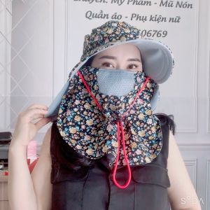 [Free ship] Mũ Nón Rộng Vành kèm Khẩu Trang Chống Nắng Che Kín mặt Che Cổ Chống Tia UV Cực Tốt - Kim Yến Mẹ và Bé