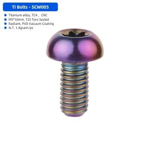 NANMEN M5x10 Titanium Bolt Ultralight Weight TC4 Titanium Disk Brake Rotor Bolts Bicycle Screws T25 Torx High Tensile Fastener Bicycle Braking System