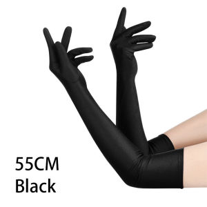 New Classic Adult Black White Red Skin Opera/Elbow/Wrist Stretch Satin Finger Long Gloves Women Flapper Gloves Matching Costume
