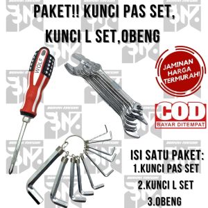 Paket!! Kunci Pas set 8pcs 6x7-20x22 lengkap/Kunci L Set lengkap 10 pcs 15mm-10mm/Obeng Bolak Balik Amerika Magnet Panjang 4" Perlatan Bengkel lengkap Murah Berkualitas