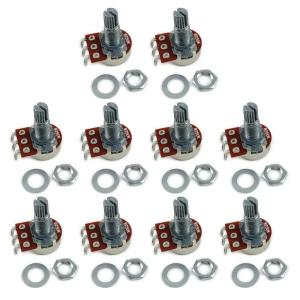10 Pack 18mm Guitar Volumes Pots A500K/B500K/A250K/B250K with Split Shaft Metal Texture for Musicians and Luthiers