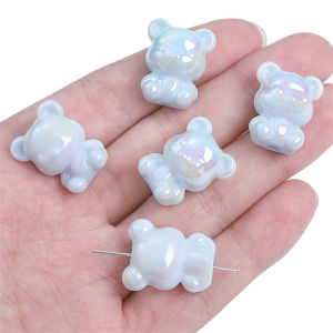 17x21mm 4pcs/bag Acrylic Plated Bear Beads For DIY Earring Bracelet Jewelry Making Accessories
