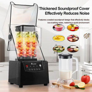 PhliniceAppliances Commercial silent blender 2200W high power 2L large capacity soundproof and noise-reducing specially designed for catering