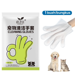 1PC Pet Disposable Cleaning Gloves Wash Free Cats Dogs SPA Bath Supplies Massage Non Woven Fabric No Rinse Soft Eye Wipes Whiggles and Wag Premium Disposable Pet Grooming Gloves for Cats and Dogs