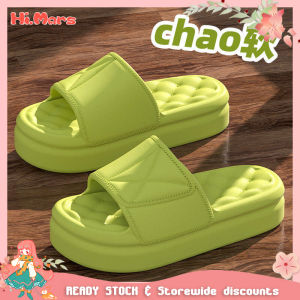 Hi.Mars Thick Sole Slippers for Women Solid Color Korean Style Indoor Home Non-slip Big Size Couples Slide Men