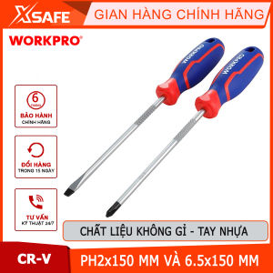 Bộ Tua vít 2 cái gồm (1 cái đầu hình hoa khế PH2x150mm 1 cái đầu dẹt 6.5x150mm Workpro - WP200503