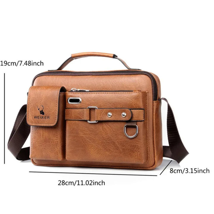 Fashion Men's Shoulder Portable PU Leather Handbag Business Briefcase ...