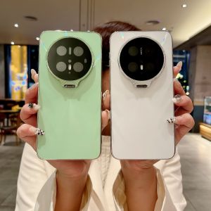 Shockproof Metal Lens Kickstand Hard Case For Huawei Mate 70 60 Pura 70 Pro Built-in Glass Camera Protection Phone Cover Funda