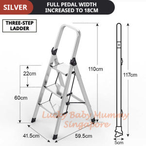 【DAILY ESSENTIAL】 Heavy-Duty Aluminum Folding Ladder | Anti-Slip Pedal Step Ladder | Home & Industrial Use
