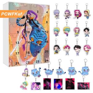 【PCWFKef】 Kpop Demon Hunters Advent lịch hộp mù với 24 Keychain Ba lô mặt dây chuyền trang trí đếm ngược lịch vui trò chơi Quà Tặng