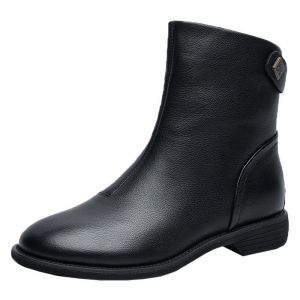 Genuine Soft Leather Martin Boots Women British Style 2021 Autumn Winter New Brushed Warm Fashionable