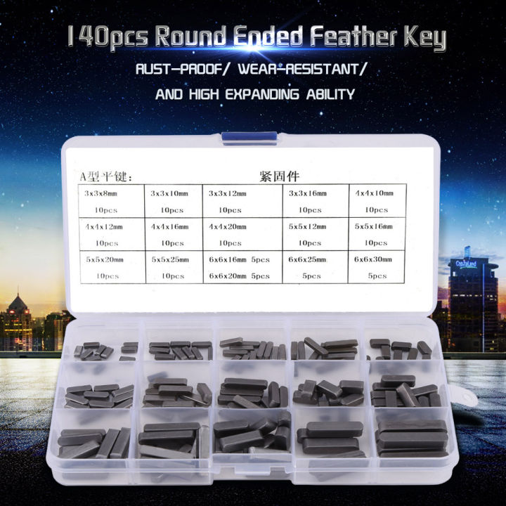 Feather Key 140pcs Round Ended Feather Key Parallel Drive Shaft Keys ...
