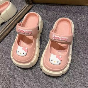 ZEEMIN Halloween Christmas Kawaii Anime Hello Kitty Summer Womens Slippers Baotou Comfort Can Be Worn Externally Cartoon Versatile Slippers Girl Gift