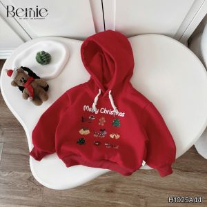 Áo noel áo hoodie tay dài màu đỏ giáng sinh bé trai bé gái Mery Christmas 1 đến 7t BERNIE H1025A44