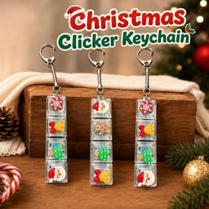 Christmas Clicker Keychain Cute Button Fidget Toy Stress Relief Bag Charm Gift