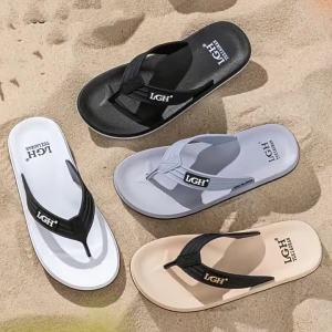 Solid Color Letter Print MenS Flip-Flops Fashionable And Breathable For Outdoor Wear Indoor Home Slippers
