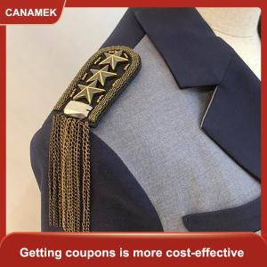 【CANAMEK】 1pcs cổ điển năm sao tua chuỗi Vai Hội Đồng Quản trị phù hiệu hạt vải kim loại epaulet epaulette quân sự pin trên huy chương Trâm