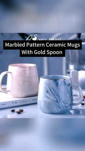 Cudlio Krismas Mewah Hadiah Berkualiti Marble Ceramic Couple Mugs Christmas Gift Box Set His Hers Holiday Season Special Present Winter Celebration Family Party Gift Exchange Secret Santa Office 高级圣诞礼物套装 DD