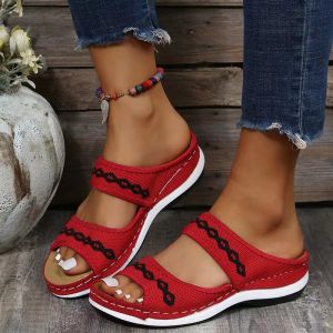 Free Shipping Plus-Size WomenS Slippers 2026 Summer New Collection Breathable Flat-Soled Slippers Open-Toe Design For Outdoor Wear Beach Sandals