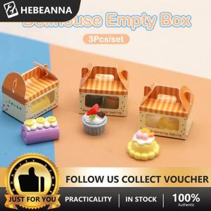 hebeanna 3Pcs 1:12 Dollhouse Miniature Dessert Box Cake Toast Packing Box Doll House Decor Toy(Only Box)