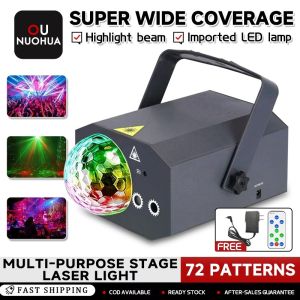 Disco ball light and laser light Bar light LED Party Light 72 Patterns Stage Effect Lamp Lampu Disco Ikut musik/bilik