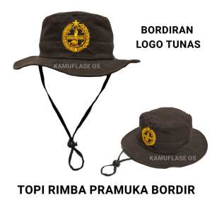 TOPI RIMBA PRAMUKA ANAK SD SMP SMA DEWASA TOPI PRAMUKA BORDIR LOGO TUNAS SCOUT WOSM