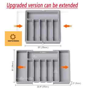 KW Expandable Flatware Organizer Tray Plastic Cutlery and Utensil Drawer