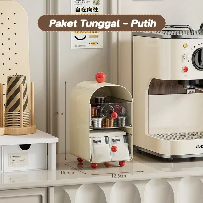 2 Tingkat Rak Kopi Sachet Tempat Penyimpanan Kopi Teh Desk Storage Organizer Minimalis Dekorasi Rumah Rak Display Multifungsi Serbaguna