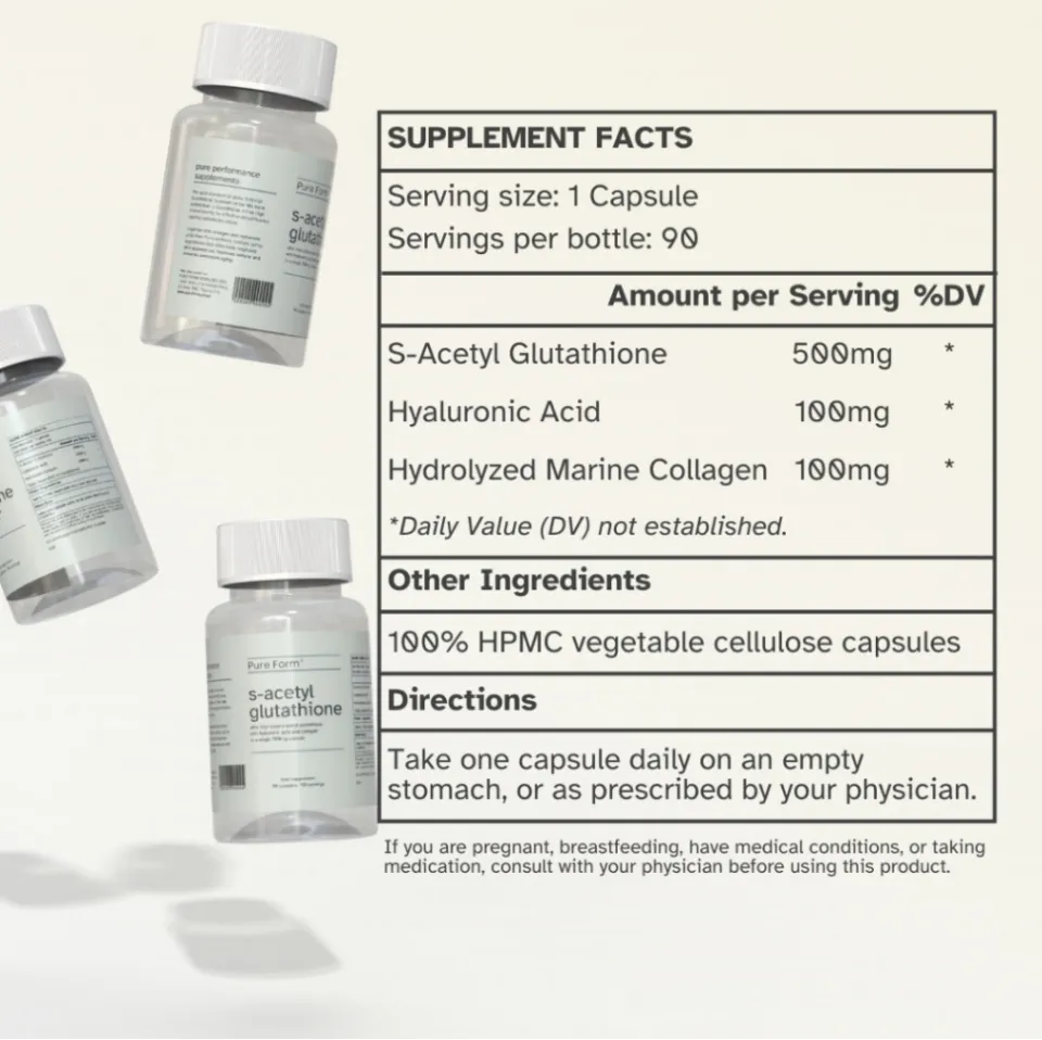 pure form s acetyl glutathione review Pure Form S-Acetyl Glutathione | 90 Capsules | 700mg of Gluta + Hyaluronic  Acid + Collagen - Lazada