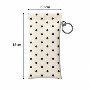 Pu Leather Polka Dot Eyeglass Bag Automatic Closing Glasses Bag Polka Circle For Eyewear Protection