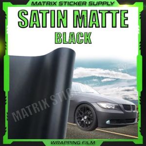 PREMIUM SATIN MATTE CHROME CAR STICKER(152CM-Custom)Pelekat Stickers wrapping kereta sticker body vinyl wrap film Black