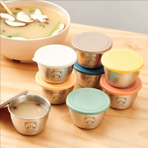 Seasoning Box With Sealed Lid Portable Leak-proof Silicone Cover Sauce Box Stainless Steel Small Food  Storage Box