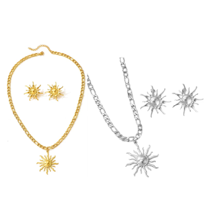 Fashion Sunflower Studs Earrings Drop Earrings Pendant Necklace Sunflower Necklace Suitable for the Modern Woman Present