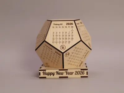 Lịch gỗ 2026( lịch việt kèm đế)