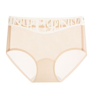 HEALMEYOU Seamless Mesh Panties Chic Patchwork Underwear for Women Comfortable Underpants Ice Silk Briefs Ladies