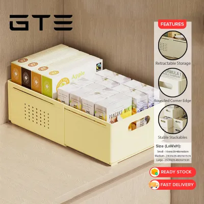 GTE Retractable Cabinet Storage Box Pull Out Kitchen Desktop Snack Organizer Box Deep Cabinet Storage Box - Fulfilled by GTE SHOP