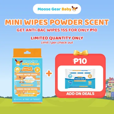 Moose Gear Baby Mini Wipes Premium Powder Scent 6PACKS (11s per pack) Extract Thick & Soft