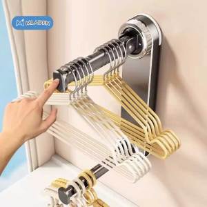 MLADEN Foldable Hanger Storage Rack-No Drill Suction Cup Installation Retractable Adjustable  Durable Space-Saver