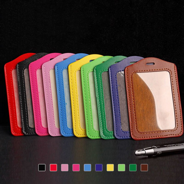 1Pc Leather ID Card Holder ID Card Case Identity Badge Card Cover For