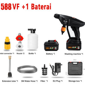 Jet Cleaner Termasuk Baterai 2*388VF Cordless Tekanan Tinggi Mesin Cuci Mobil Self Priming Pistol Busa Isi Ulang Listrik