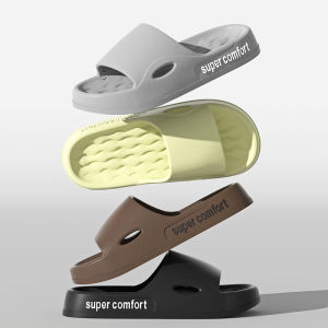 รองเท้าอาบน้ำนวดแบบนุ่มสำหรับผู้หญิงและผู้ชาย รองเท้าแตะห้องน้ำแฟชั่นในบ้านกันน้ำและกันลื่น นุ่มแนะสวมสบาย