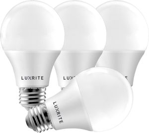 LUXRITE A19 LED Light Bulb 60W Equivalent 800LM 3000K Soft White (4 Pack)