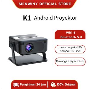 K1 Proyektor Android TV 1080P Smart Projector Android 13.0 Wifi 6 Bluetooth 5.0 2+16G Home Theater Proyektor Mini Portable